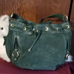 Tignanello green suede and leather purse.